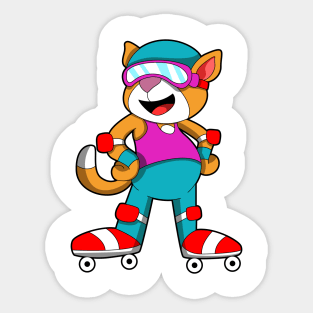 Cat at Inline skating with Inline skates & Helmet Sticker